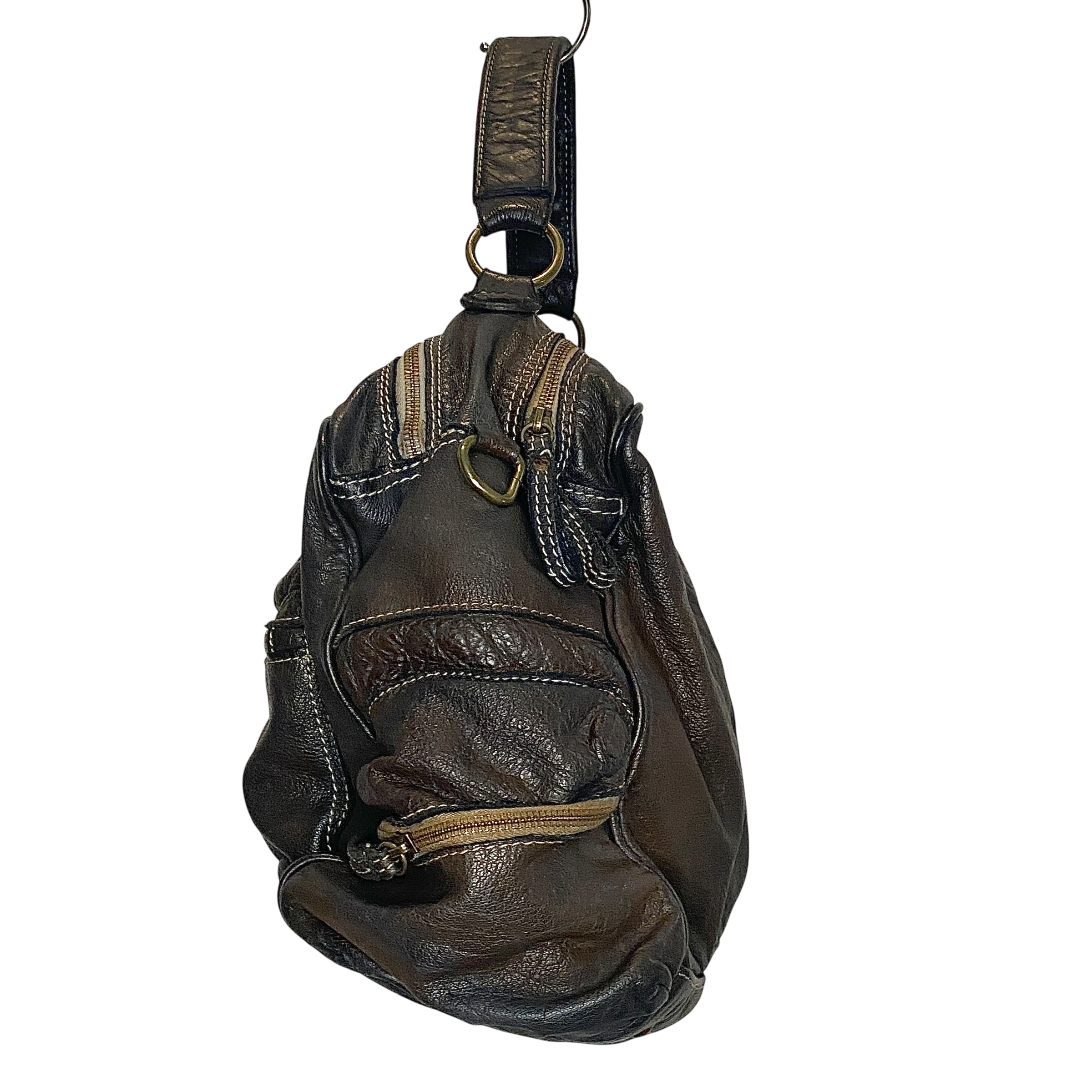 Vintage Italian Large Leather Hand Bag