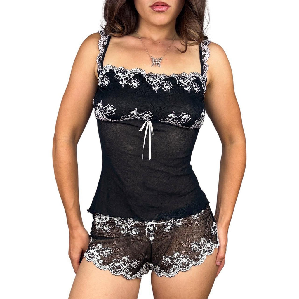 Y2K Lacy Mesh Lingerie Set (S/M)