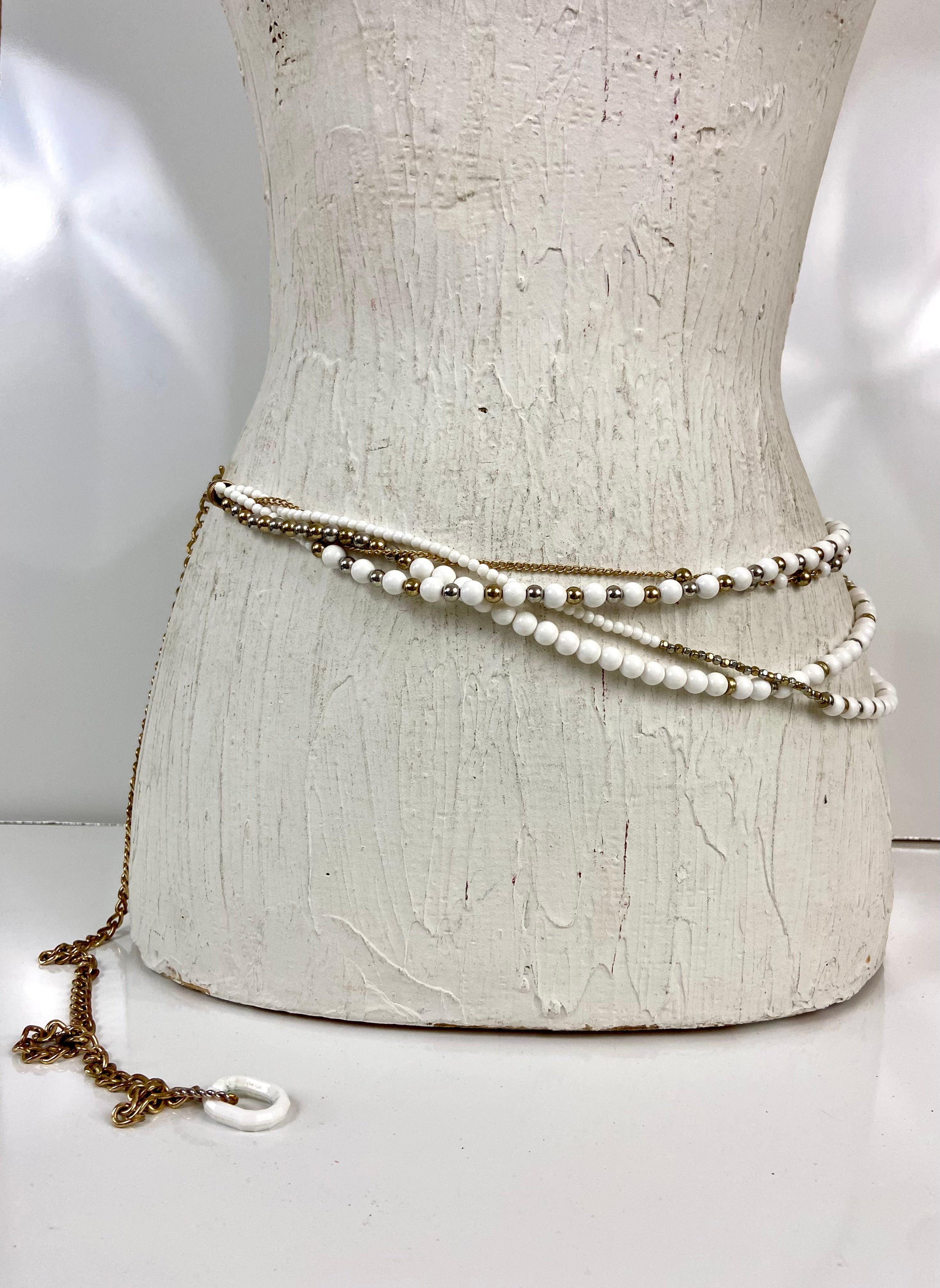 White and Gold Layered Belt