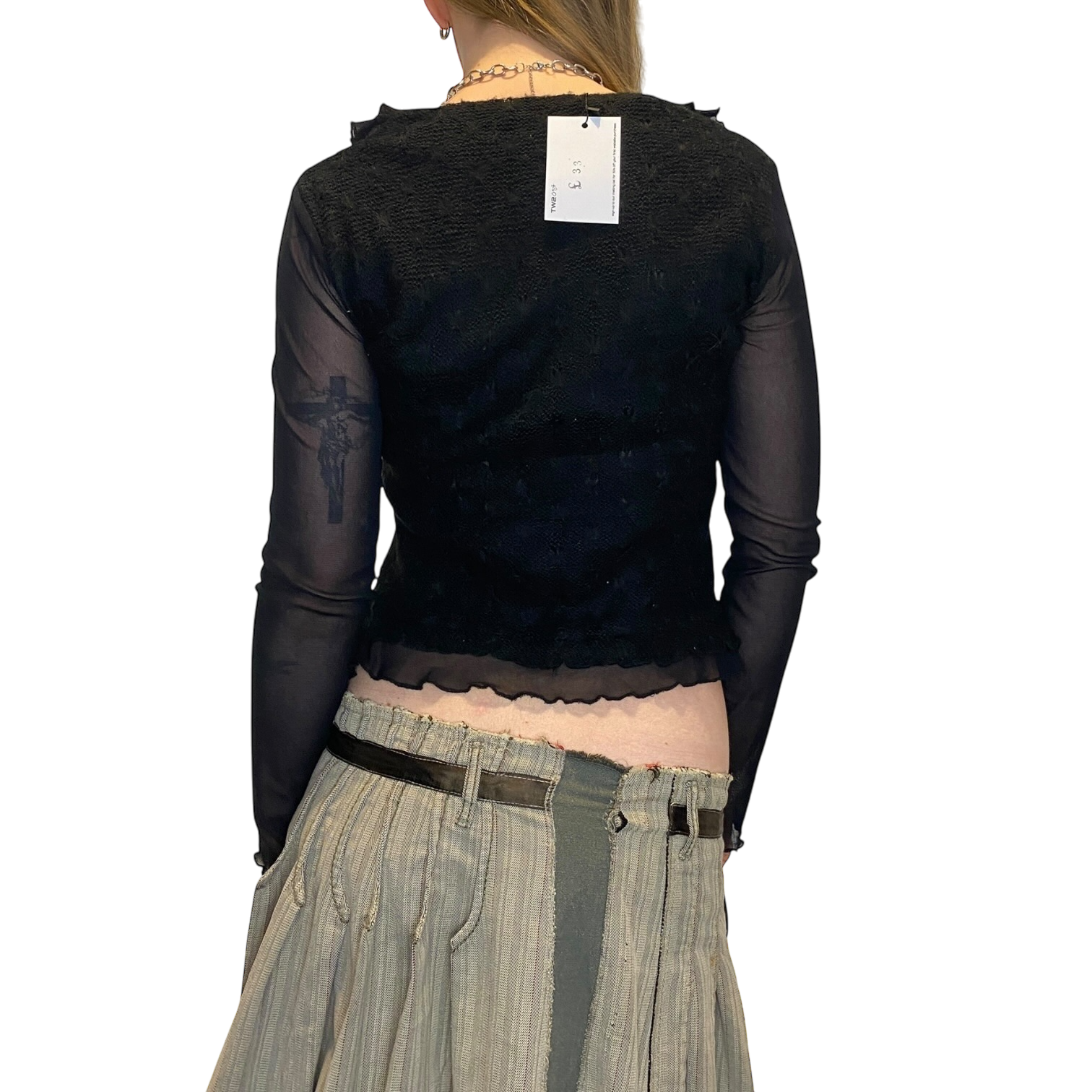 Vintage Ruffle Mesh Gothic Long Sleeve Top (S)