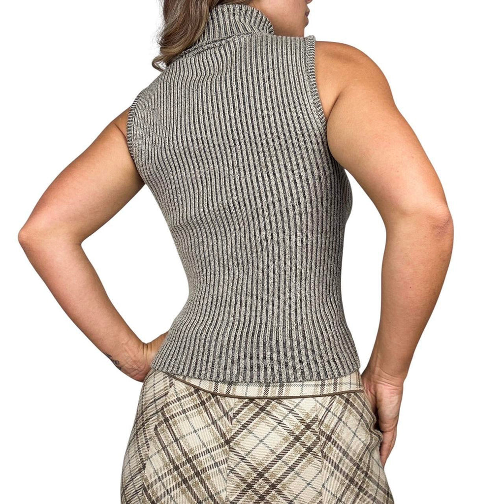 90s Sleeveless Ribbed Knit Turtleneck (S/M)
