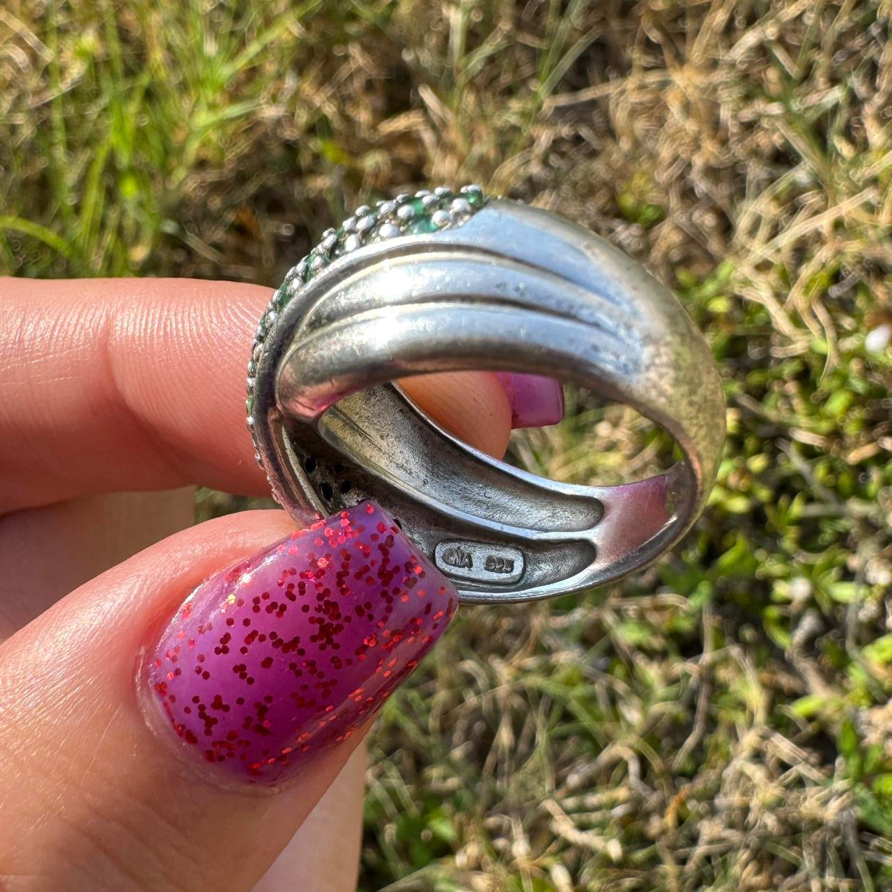 Sterling Silver Emerald Wrap Ring (8)