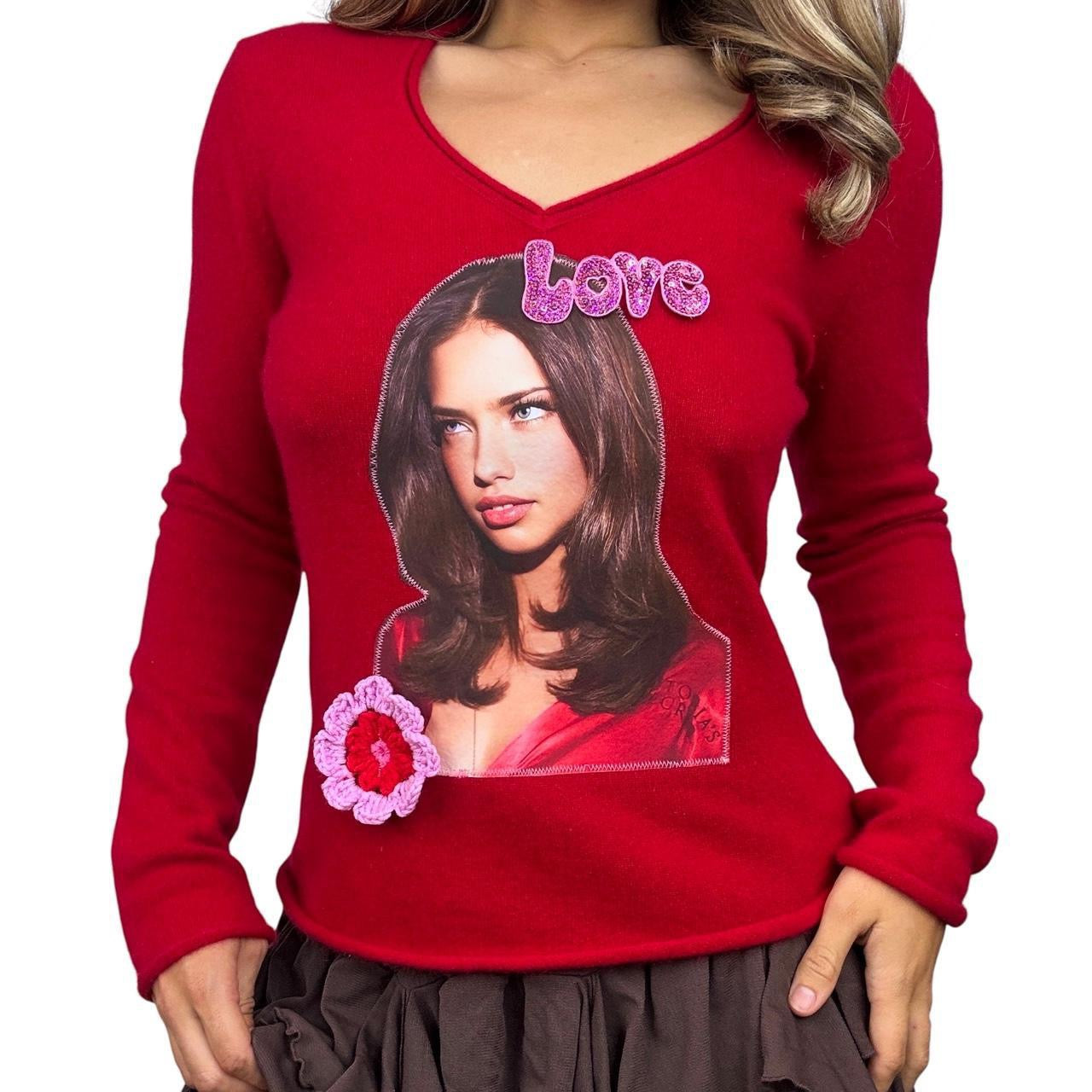 Upcycled Graphic Cashmere Sweater (M)