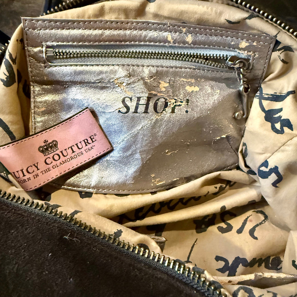 Juicy Couture Y2K "Live for Juicy" black velour bag