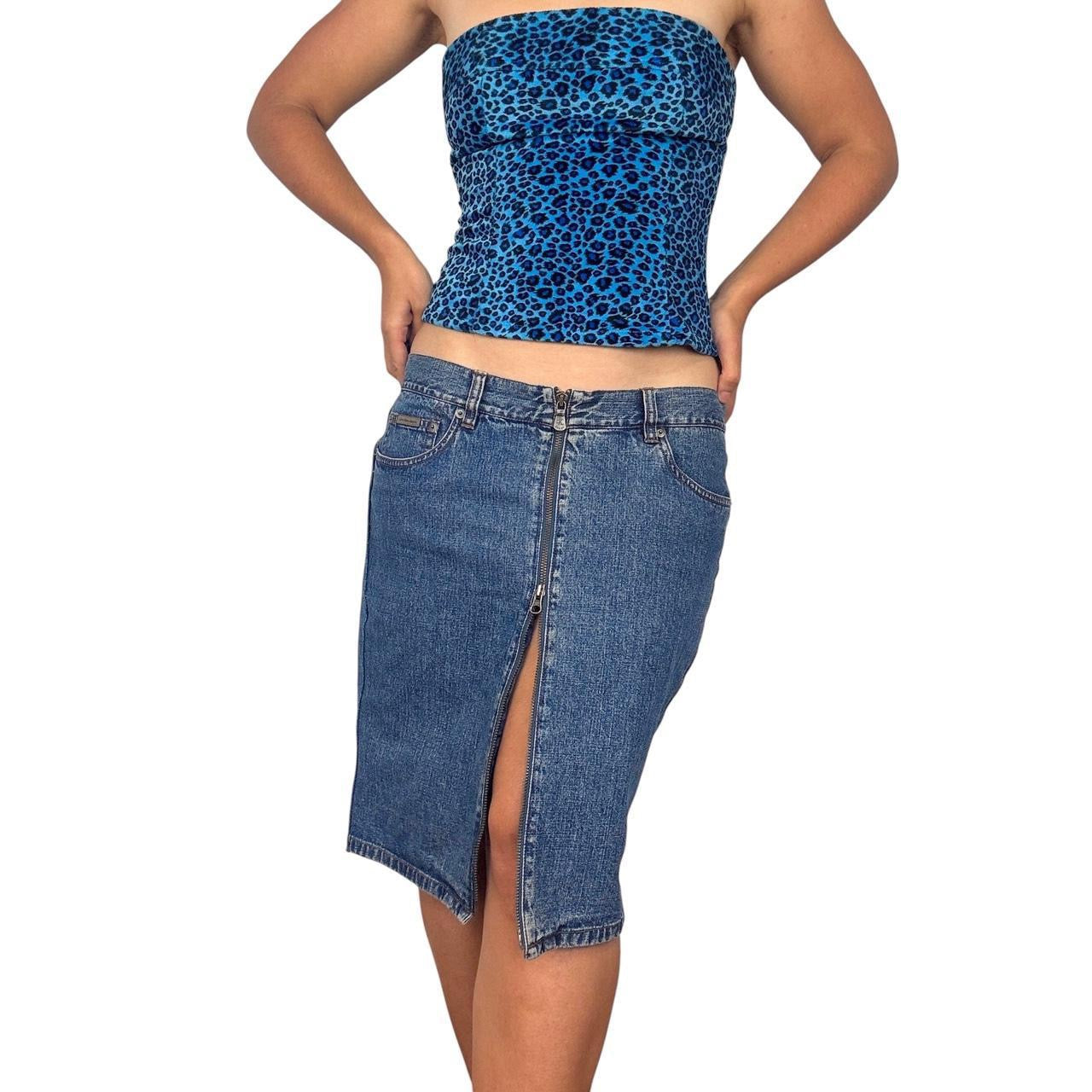90s Calvin Klein Denim Zipper Skirt (M)