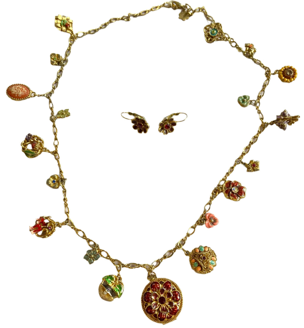 Charm Necklace locket & earrings