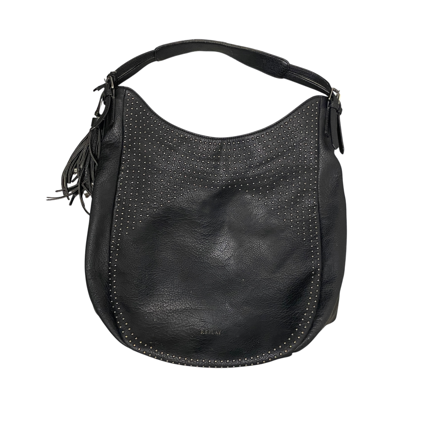 Vintage Replay Skull Leather Slouch Bag