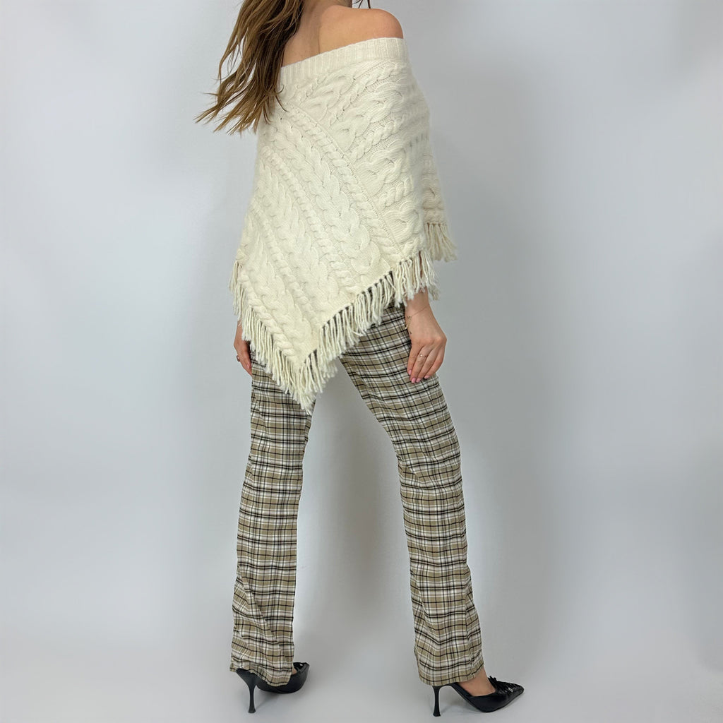 2000s Cream Wool Poncho Skirt/Top (XS/S)