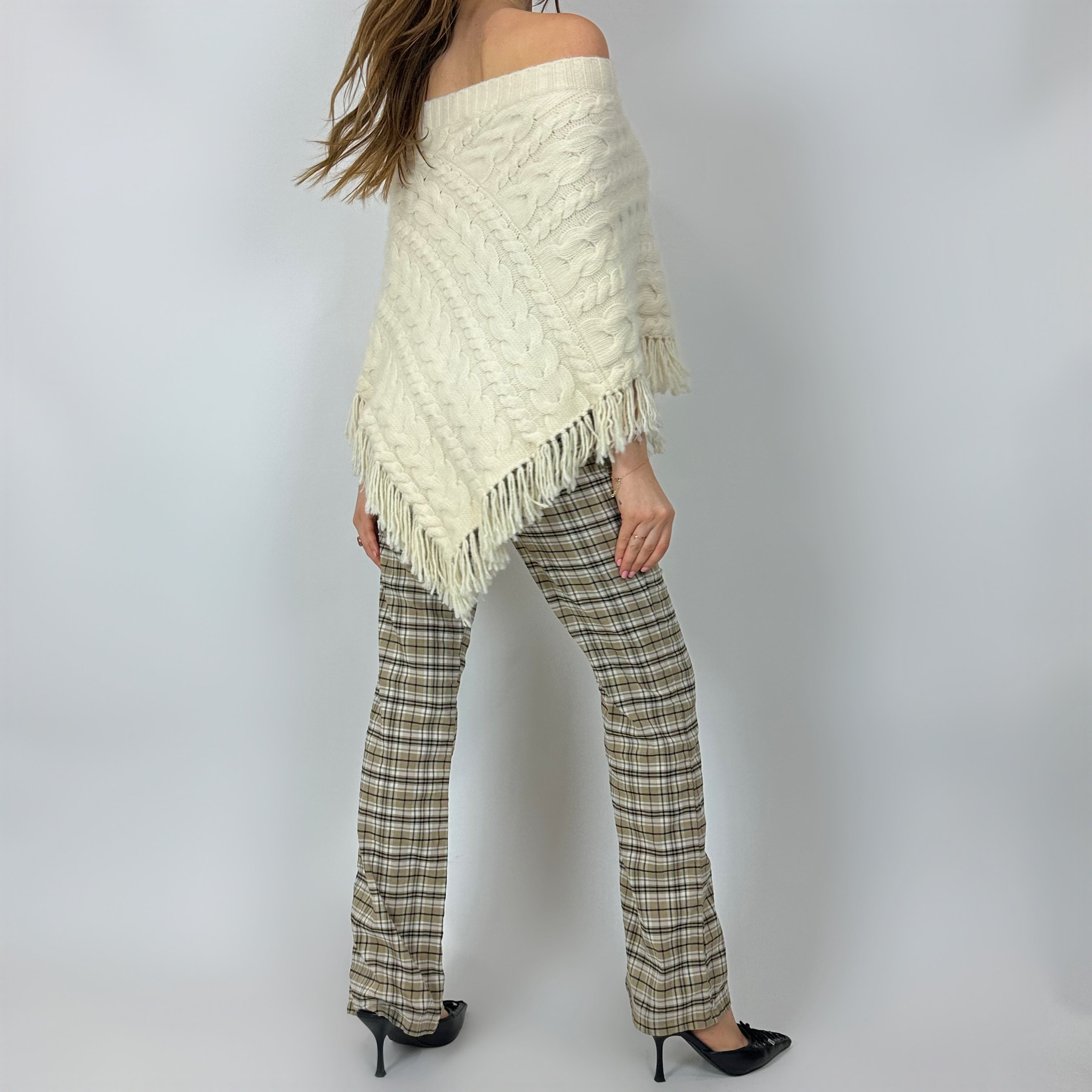 2000s Cream Wool Poncho Skirt/Top (XS/S)