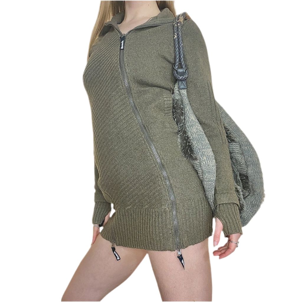 Vintage Utility Knit Khaki Dress (XS/S)