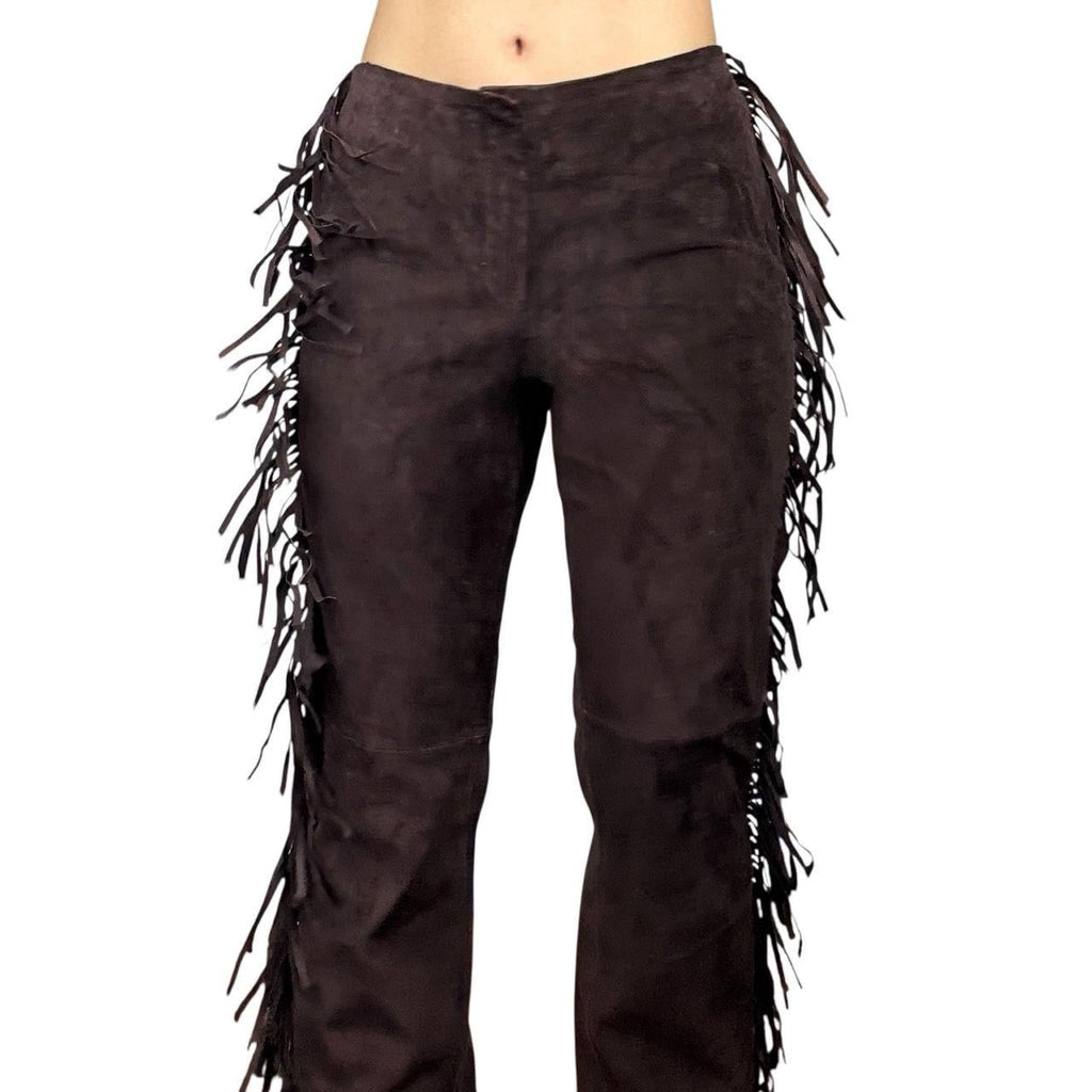 90s Genuine Suede Fringe Flares (M)
