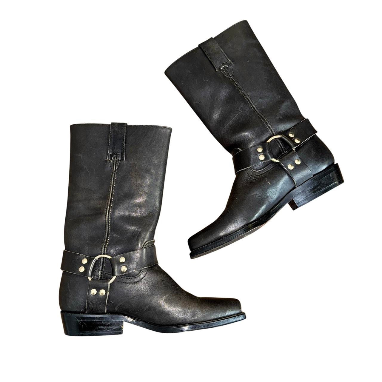 90s Leather Buckle Harness Boots (5.5)