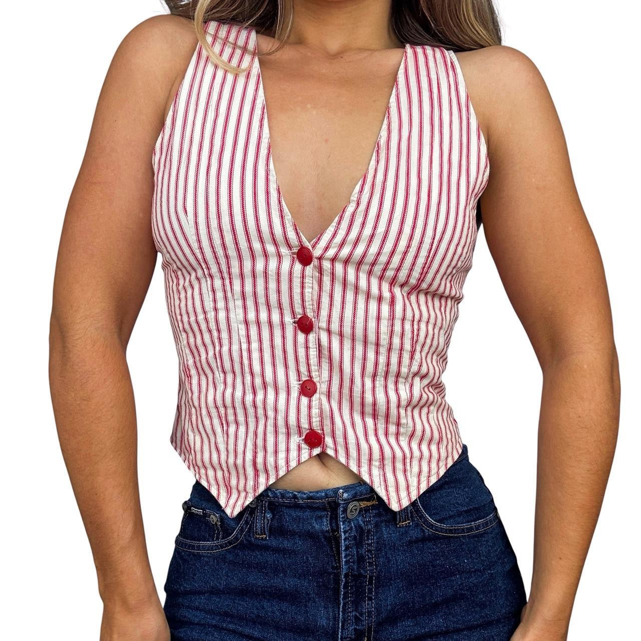 70s Striped Waistcoat Vest (S/M)