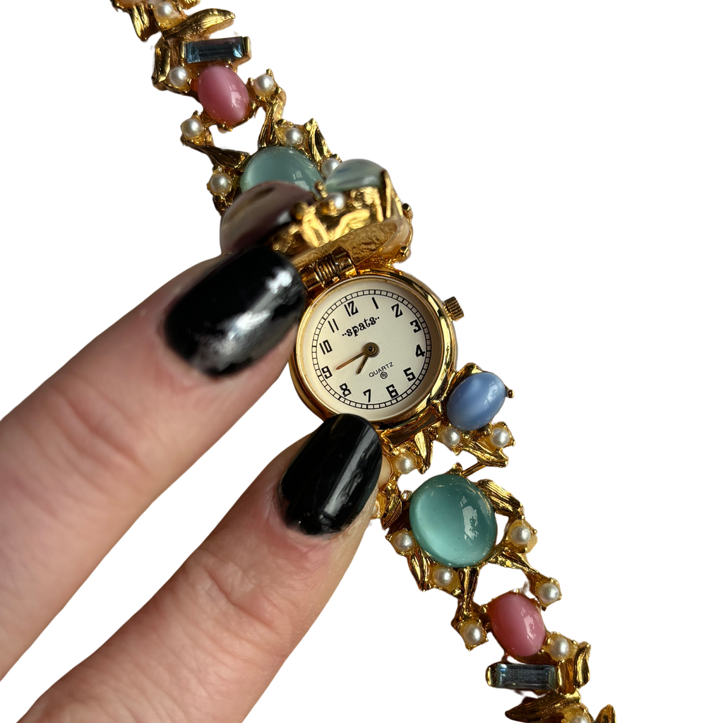 Crystal & Gem Filled Hidden Dial Watch