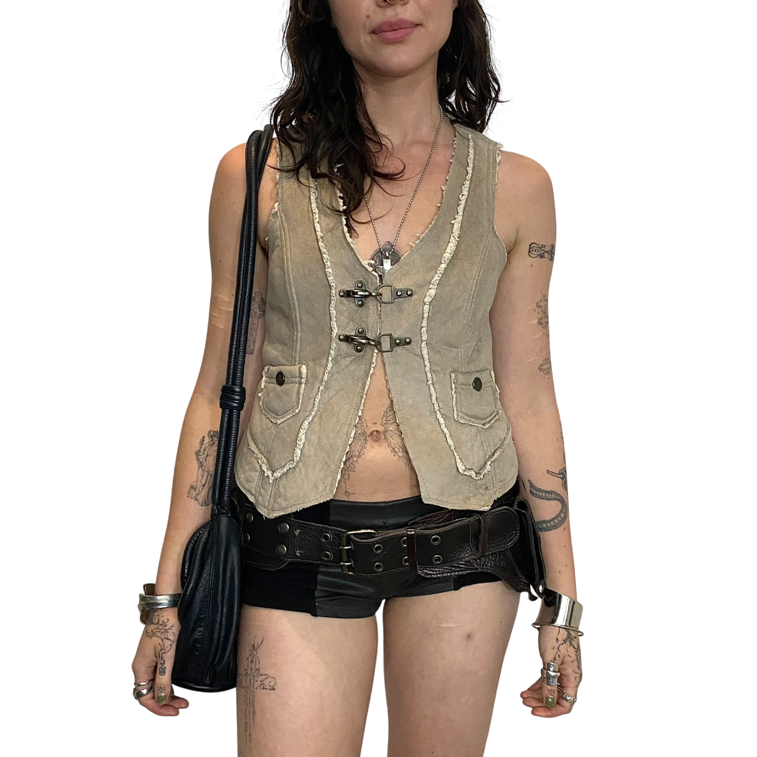 Vintage Faux Shearling Cropped Waistcoat (XS)