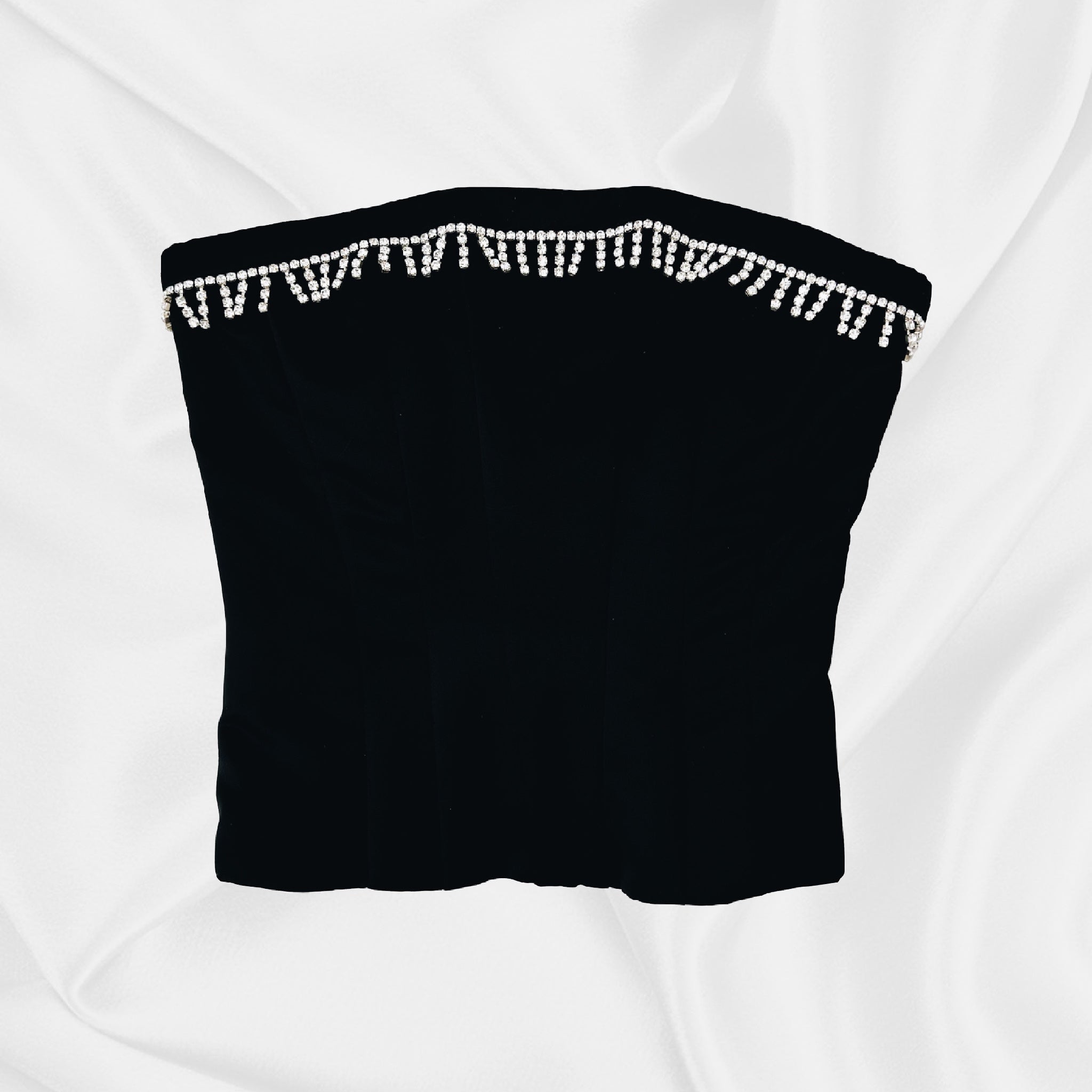 Vintage Black Rhinestone Corset Top (S)