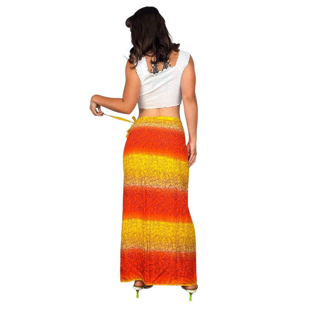 90s Sunset Striped Wrap Skirt (S)