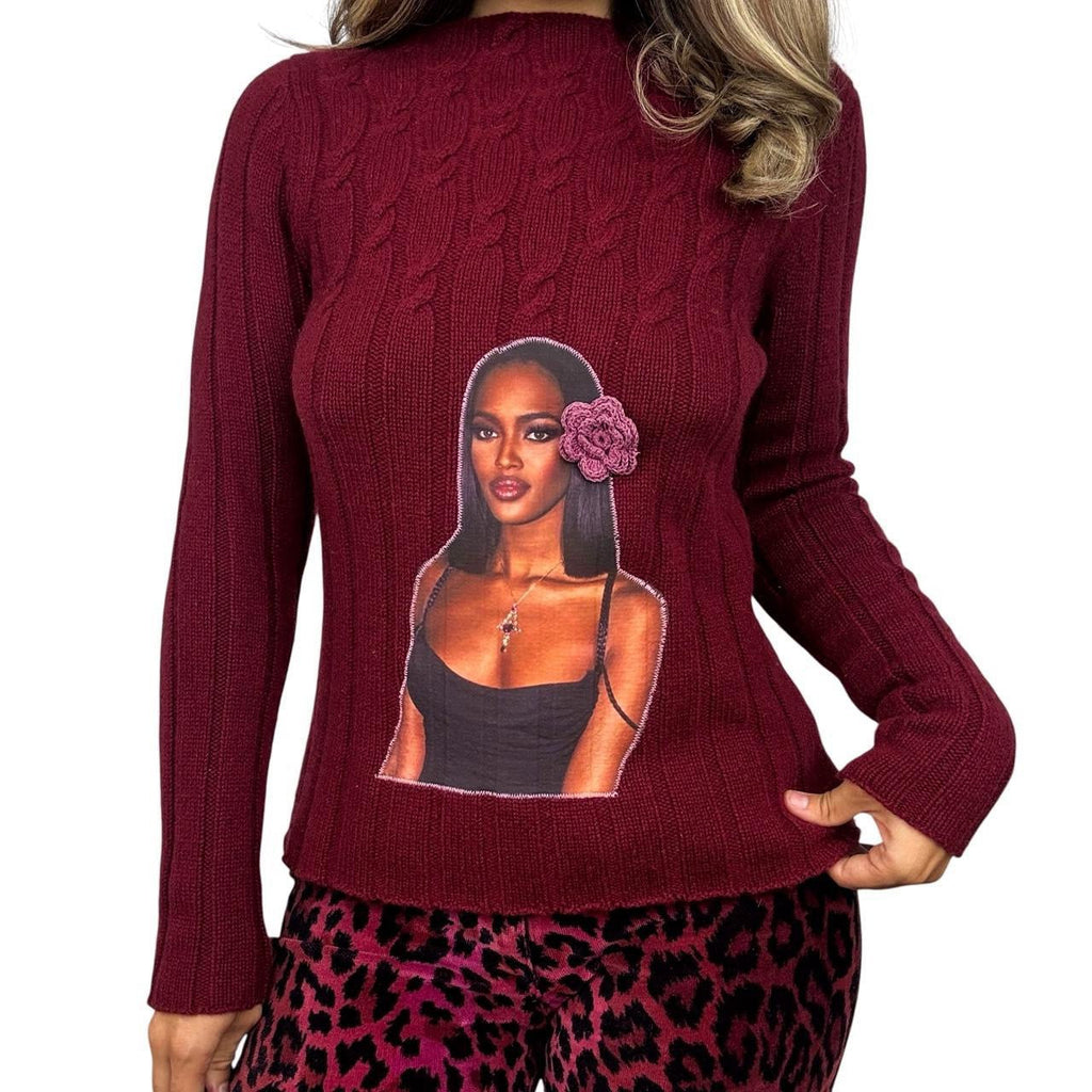 Upcycled Graphic Cashmere Sweater (L)