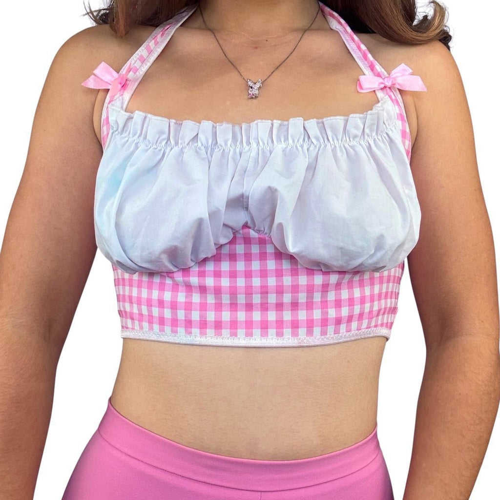 Gingham Milkmaid Crop Top (M)