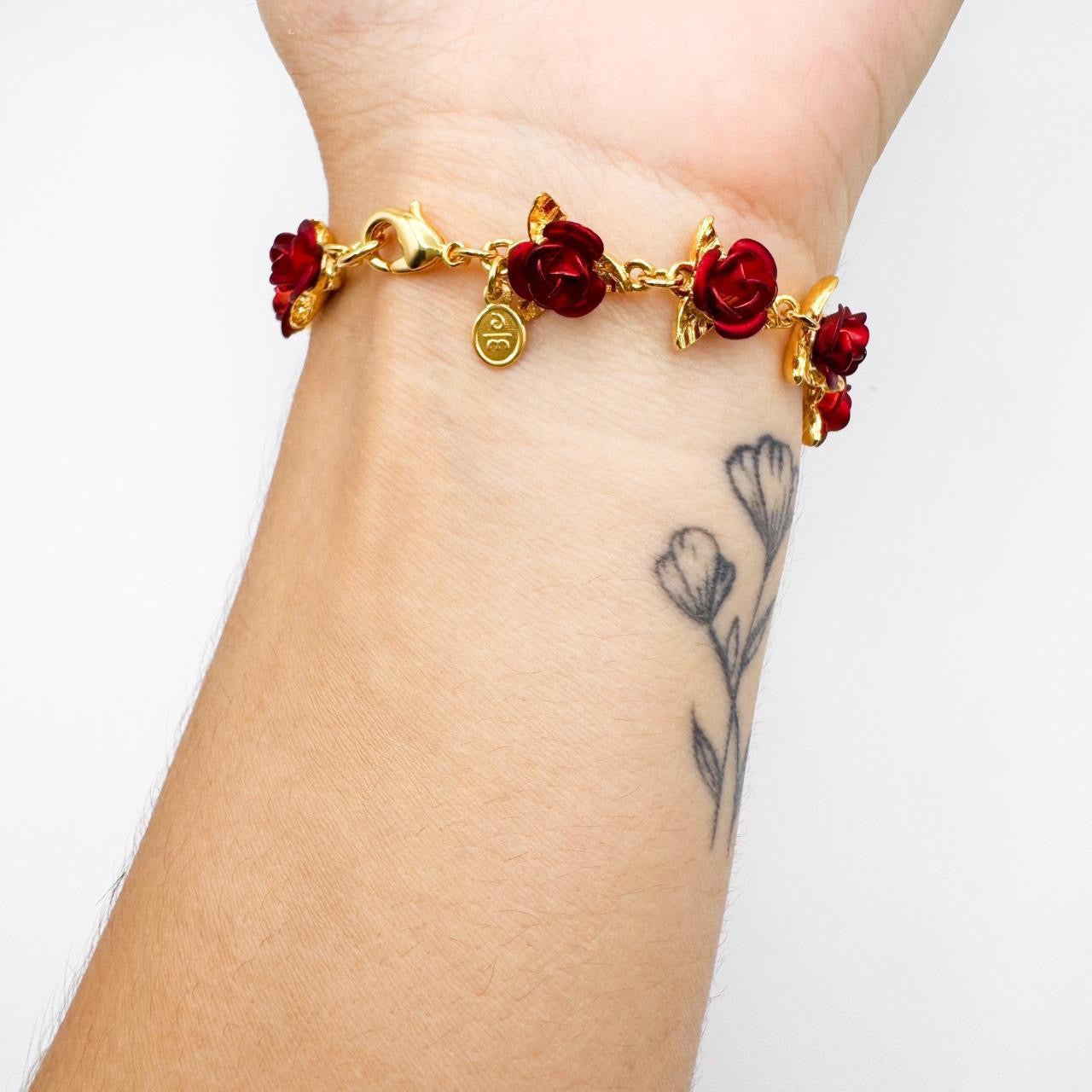 Vintage Rose Charm Bracelet