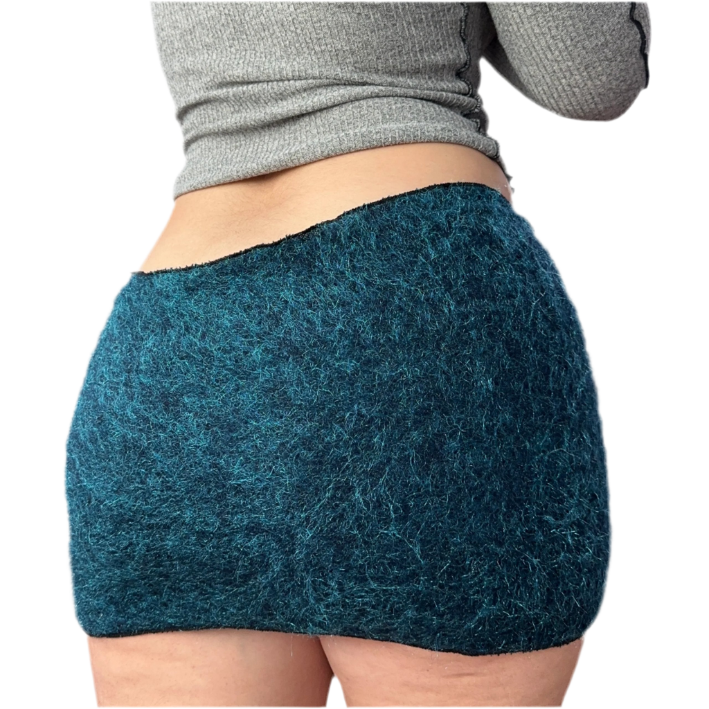 Fuzzy Blue Micro Skirt (S/M)
