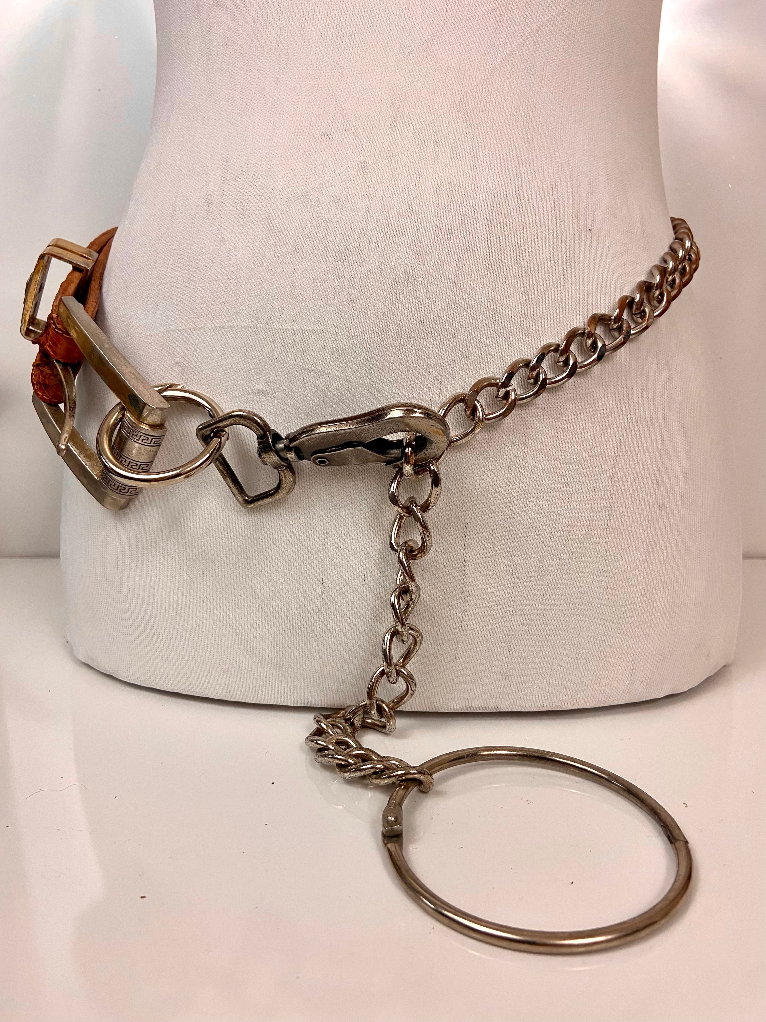 Reworked Vintage Leather Chain Belt