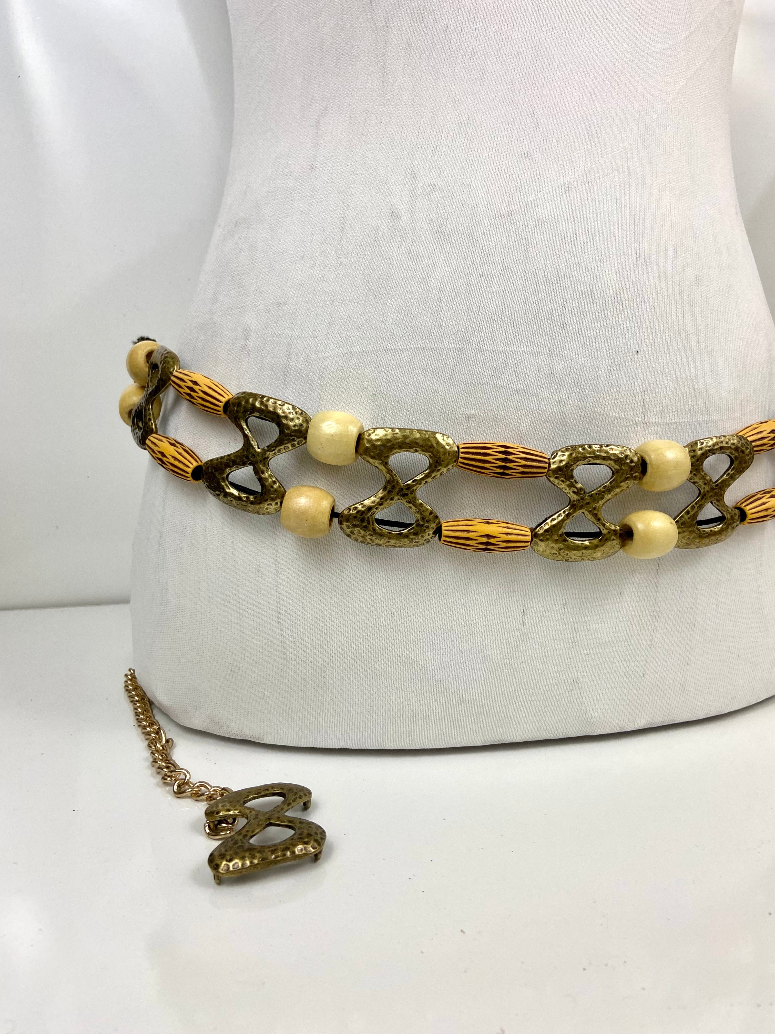 Wood Metal Boho Belt