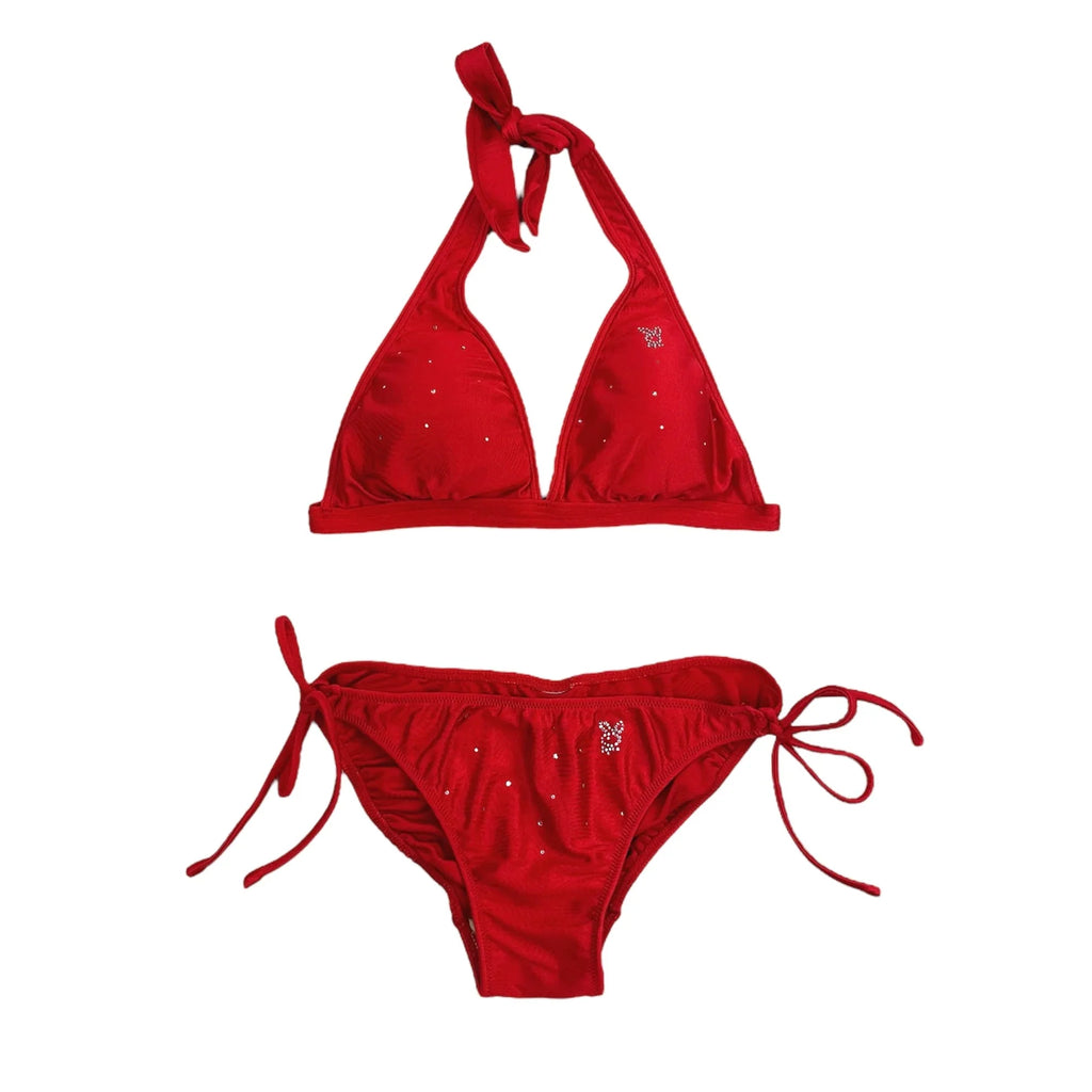 Playboy Rhinestone Bikini + Skirt (XS/S)