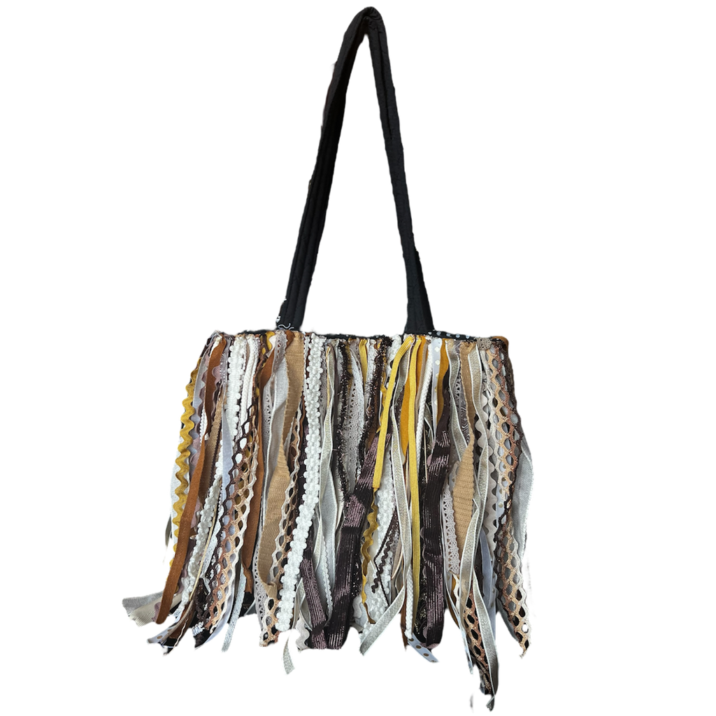 Earth Tone Ribbon Fringe Bag