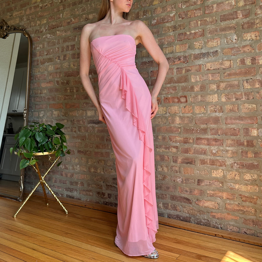 Pink City Triangles Mesh Maxi Dress (S)