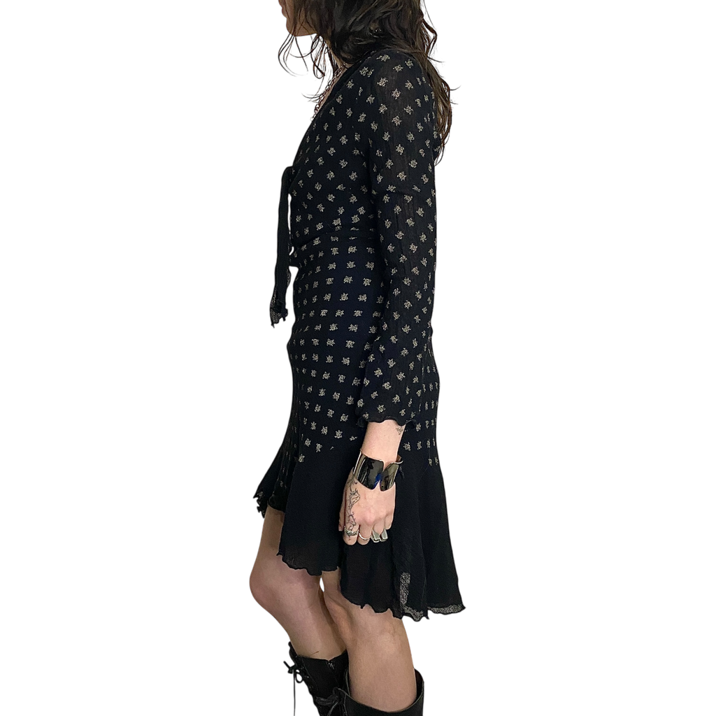 Vintage Coquette Ruffle Midi Dress (XS/S)