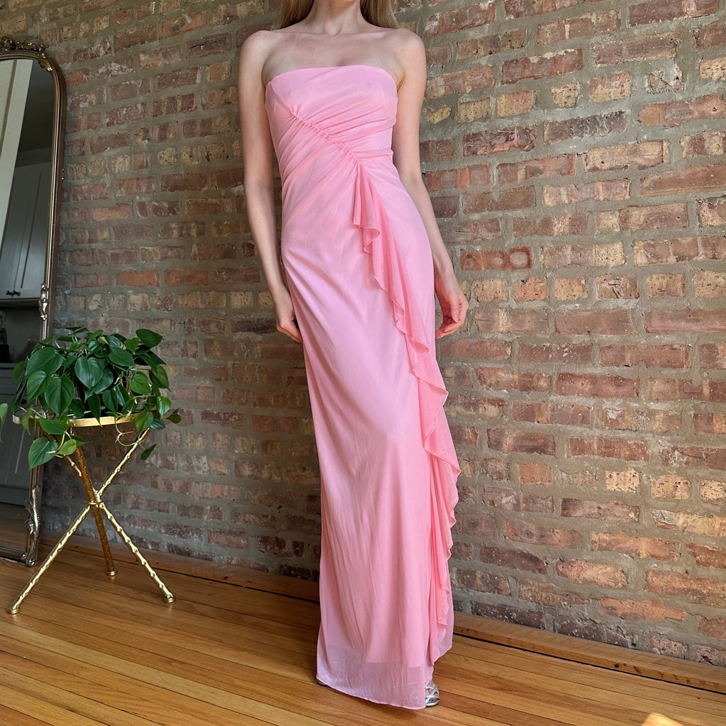 Pink City Triangles Mesh Maxi Dress (S)