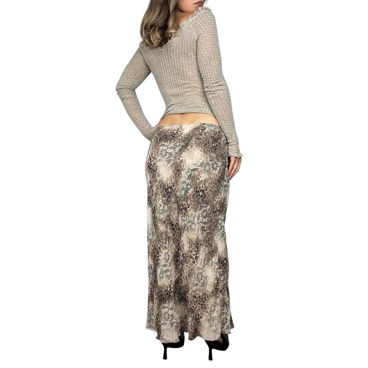 Vintage Animal Print Maxi Skirt (M)