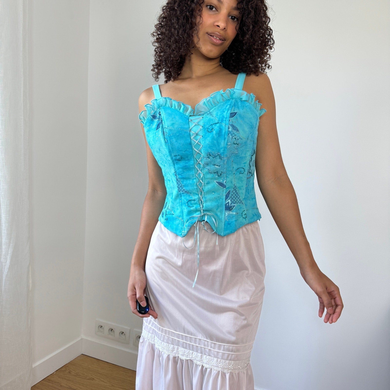 Vintage Turquoise Corset Top (M)
