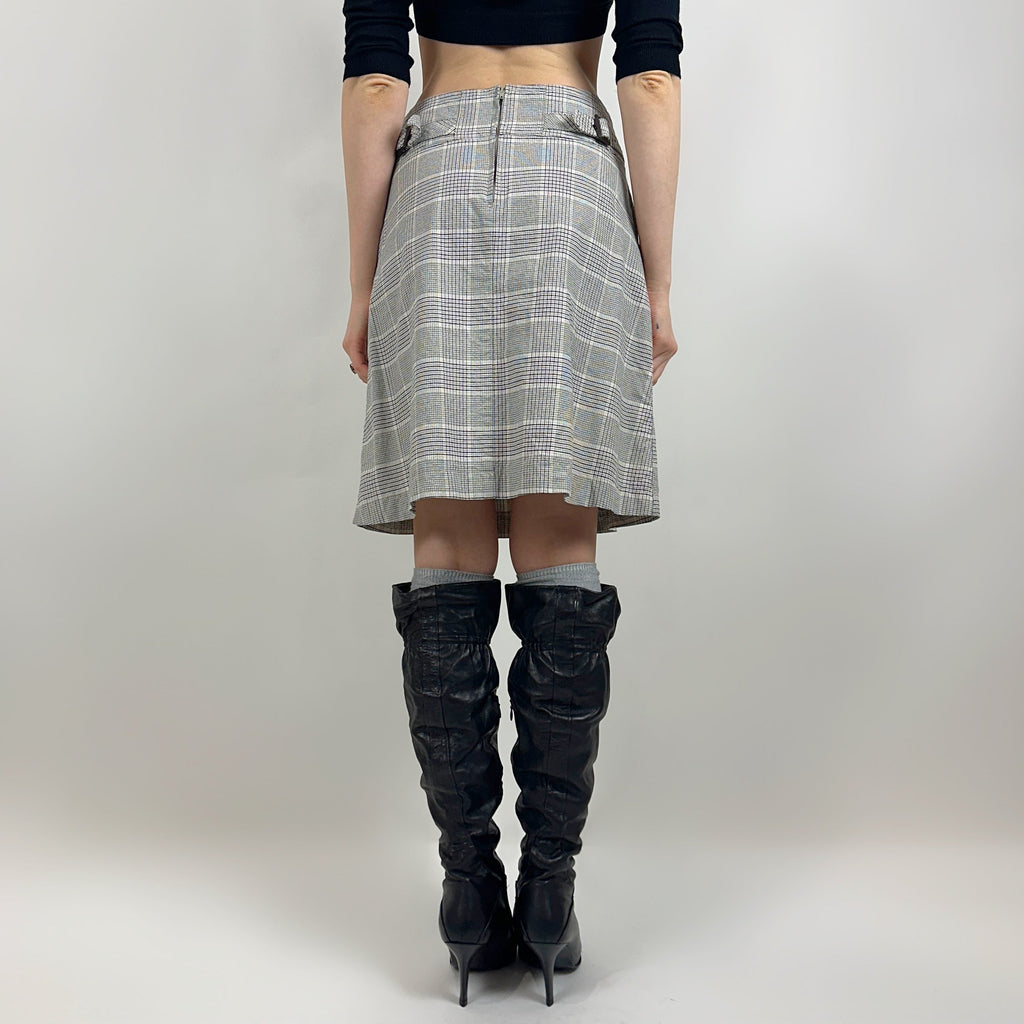2000s Plaid Flared Midi Skirt (S)