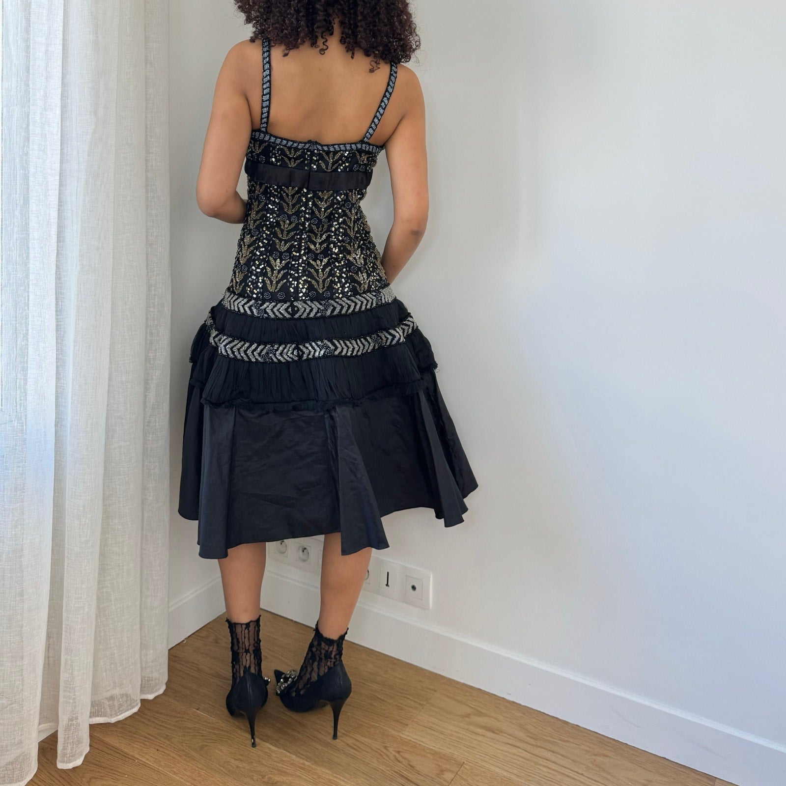 Vintage Italian Beaded Dress (M)