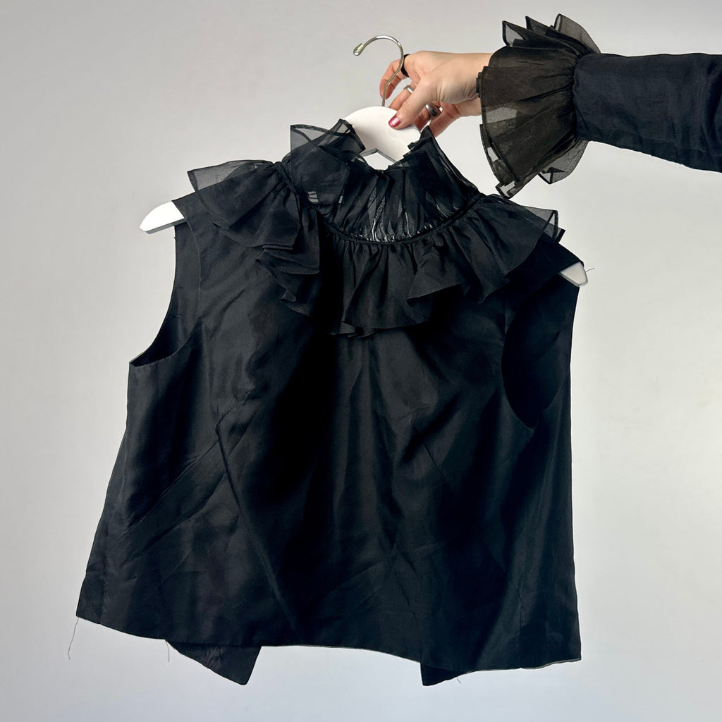 1950s 2-Piece Dress w/ Ruffle Vest (XS)