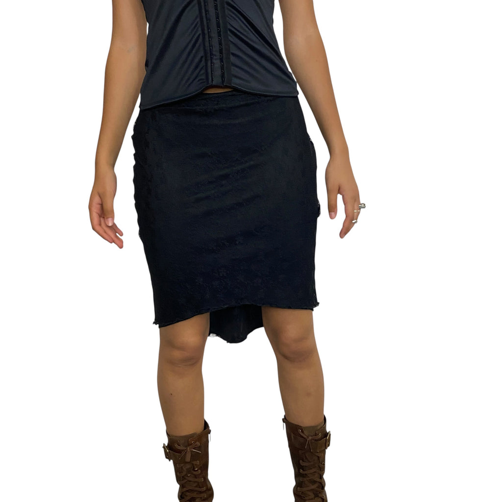 Vintage Black Lace Midi Skirt (XS-M)
