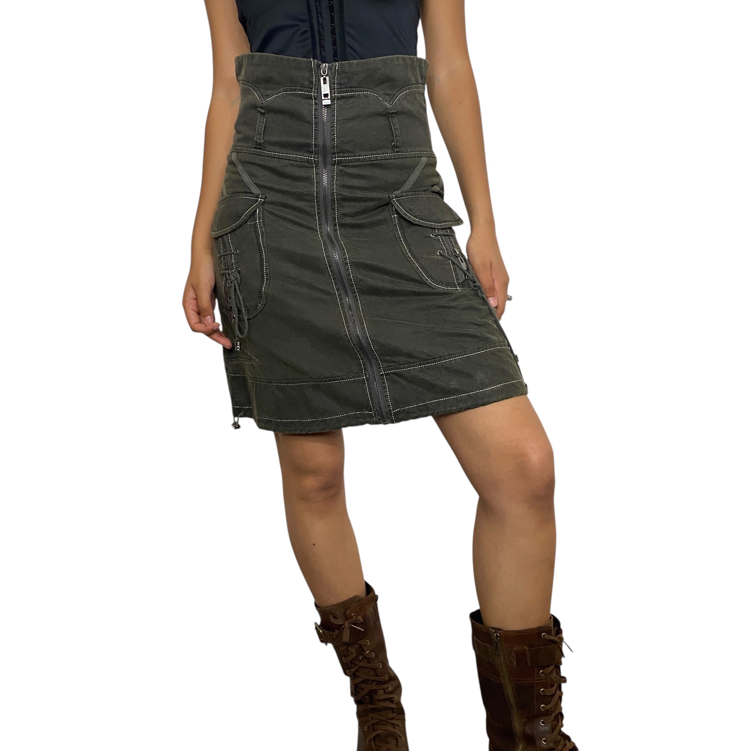 Vintage Parisian Utility Midi Skirt (S/M)