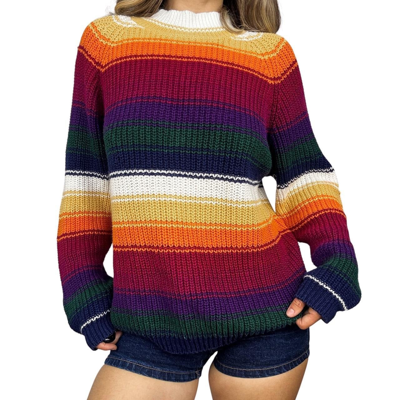 90s Oversized Striped Sweater (S)