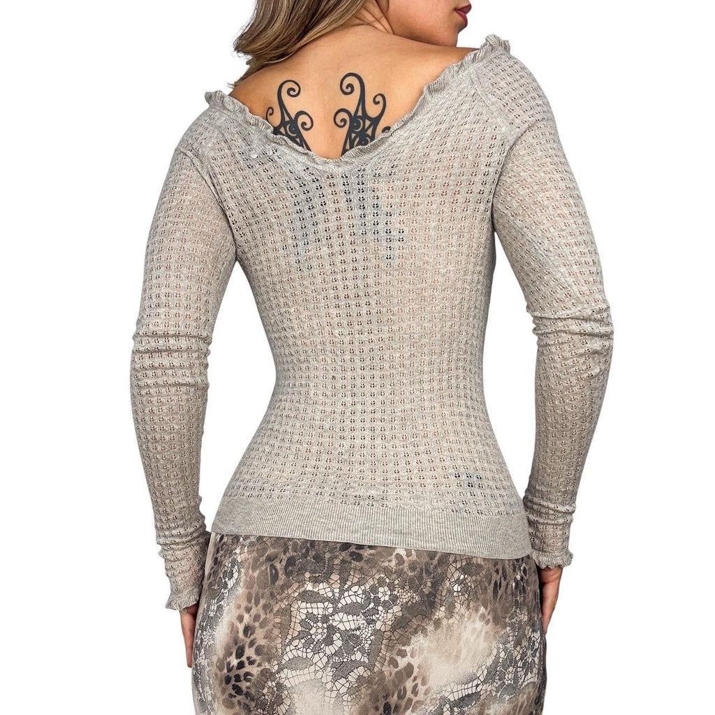 Ruffly Pointelle Knit Long Sleeve (S/M)