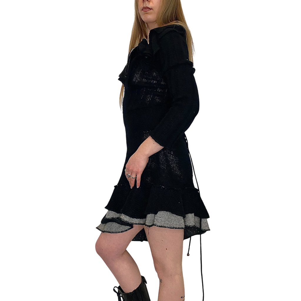 Vintage Parisian Gothic Knitted Dress (M)