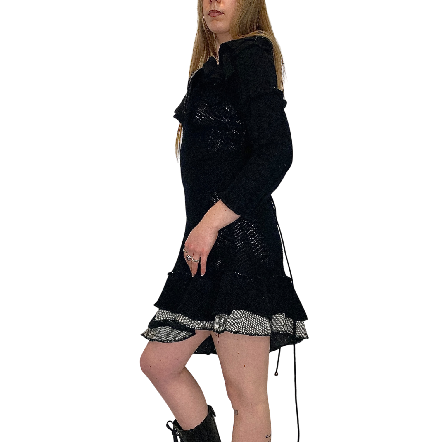 Vintage Parisian Gothic Knitted Dress (M)