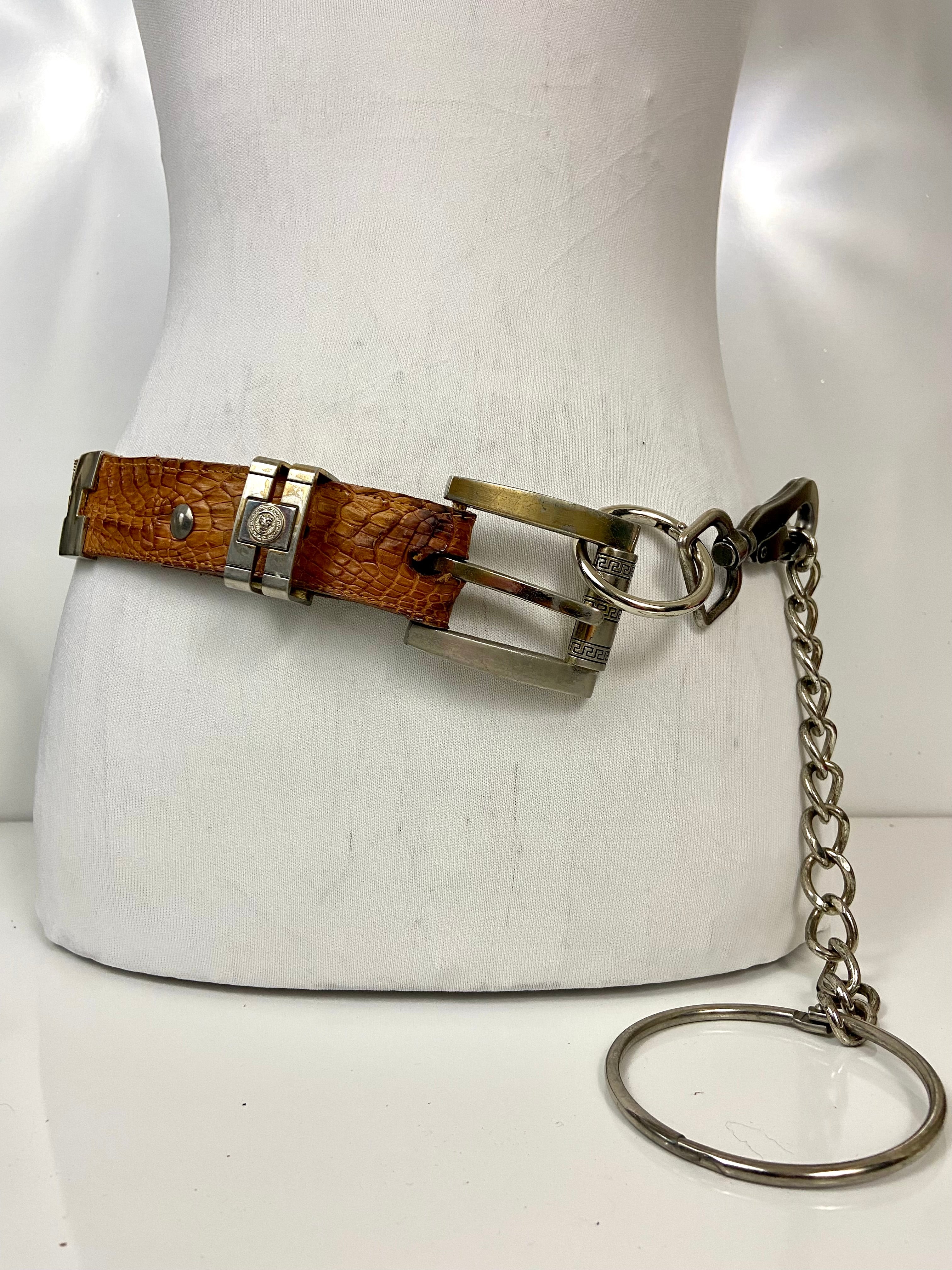 Reworked Vintage Leather Chain Belt