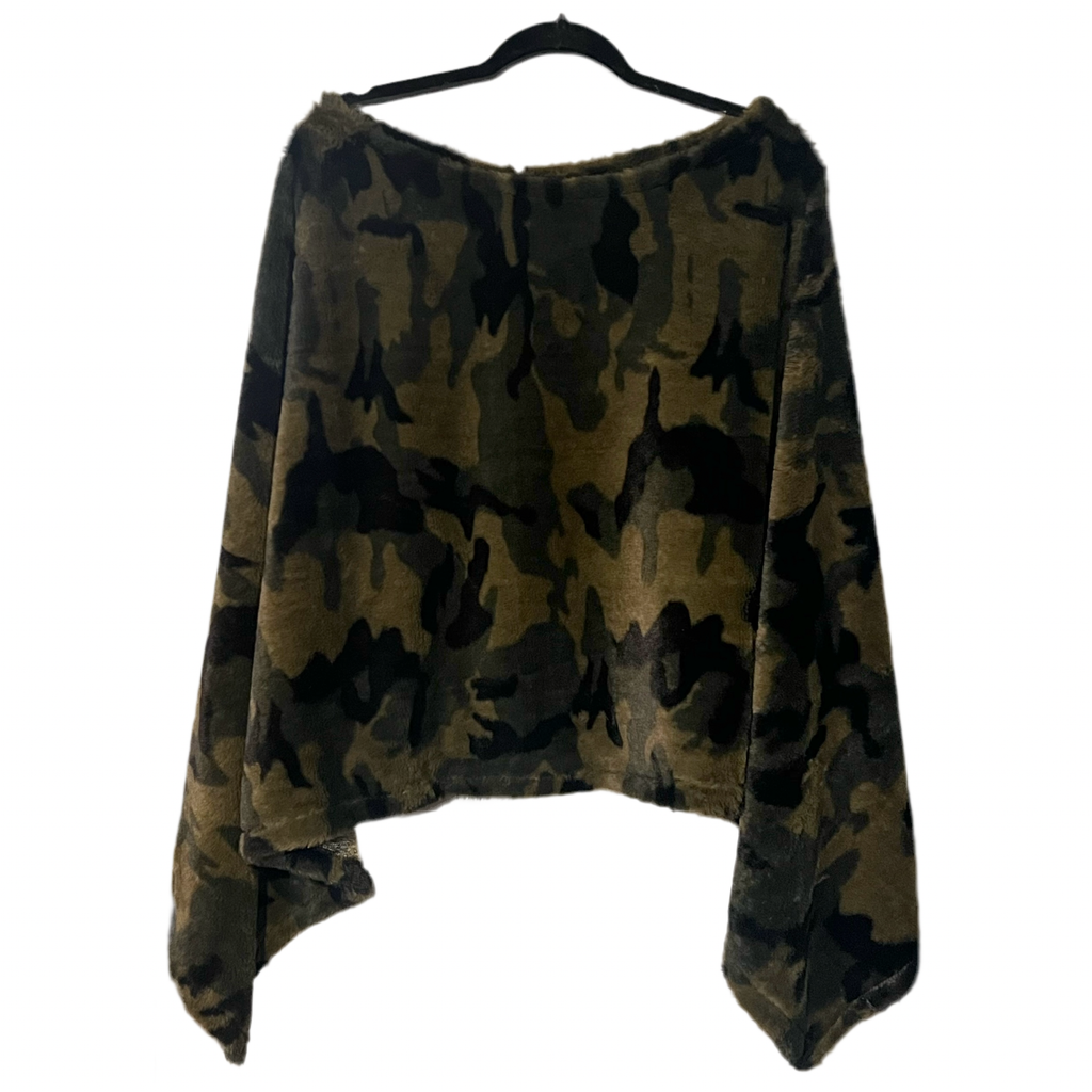 Camo Fuzzy Poncho (OS)