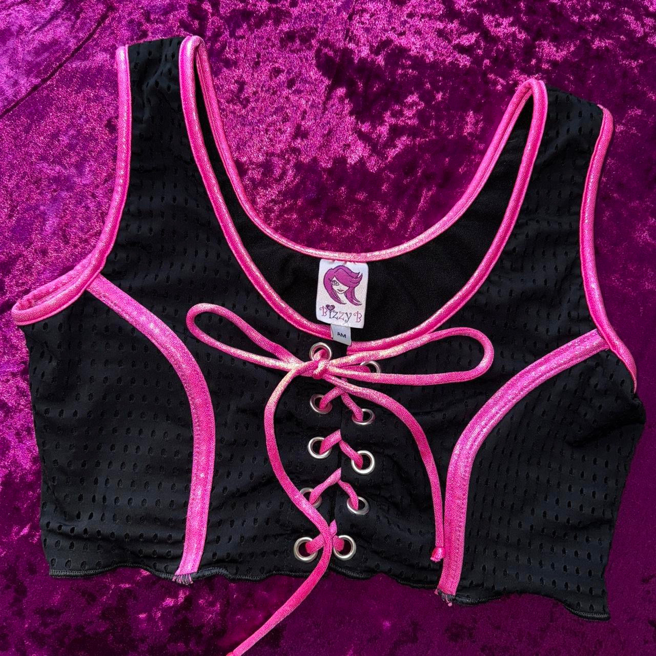 Y2K Lace Up Crop Top (M)