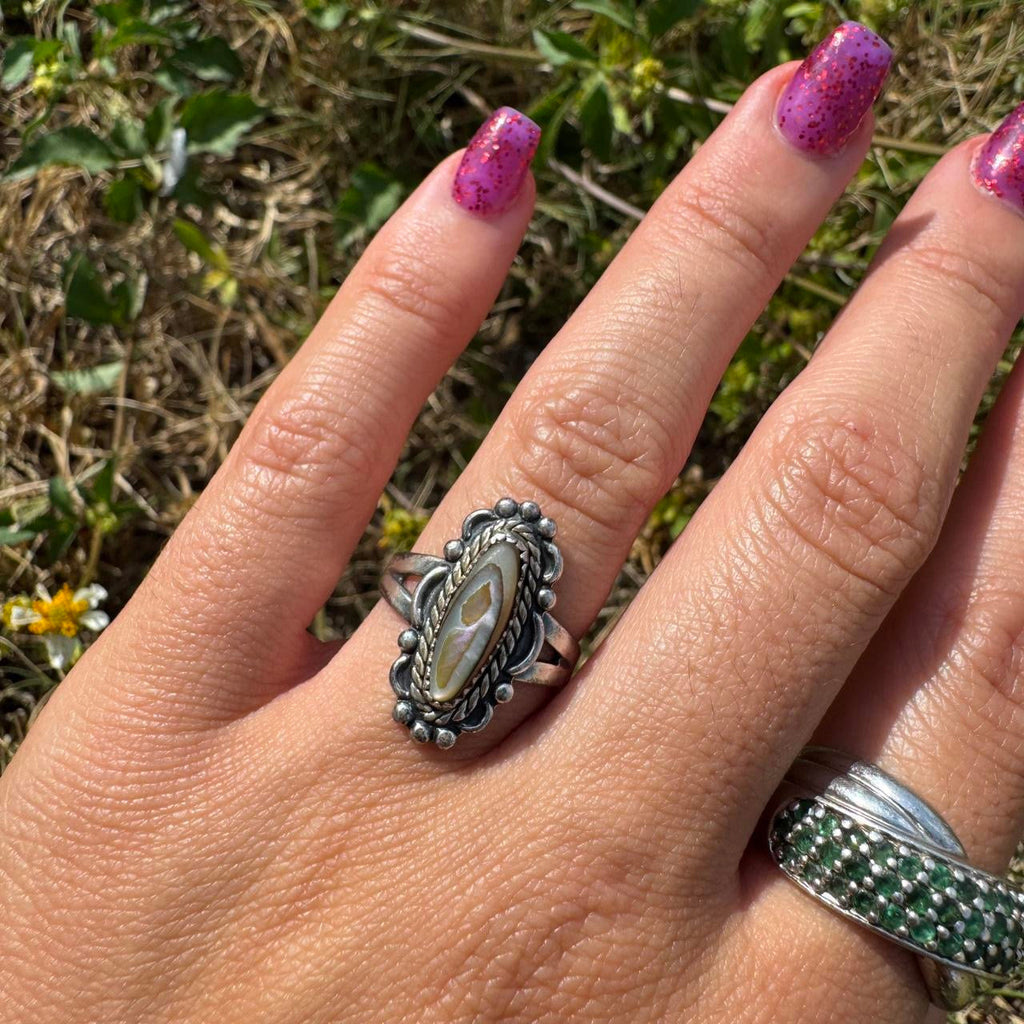 Vintage Sterling Silver Abalone Ring (6)