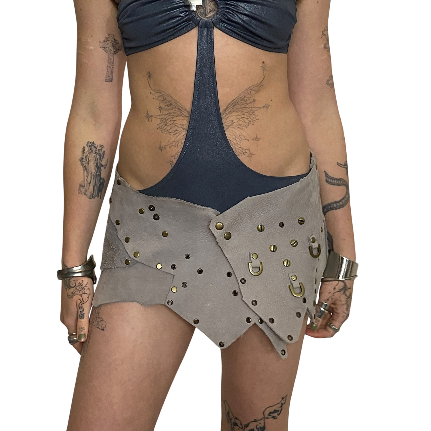 Vintage Leather Studded Belt Skirt (S-L)