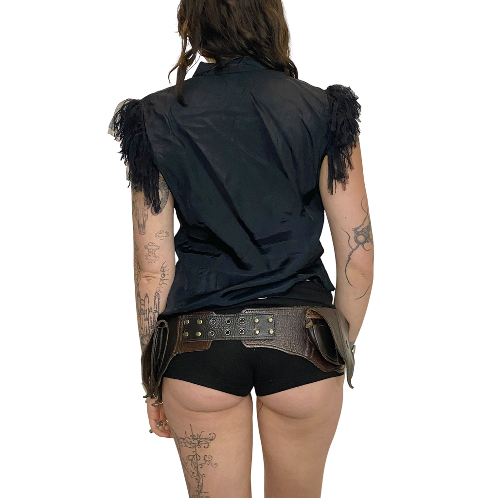 Vintage Fringe Black Blouse (M)