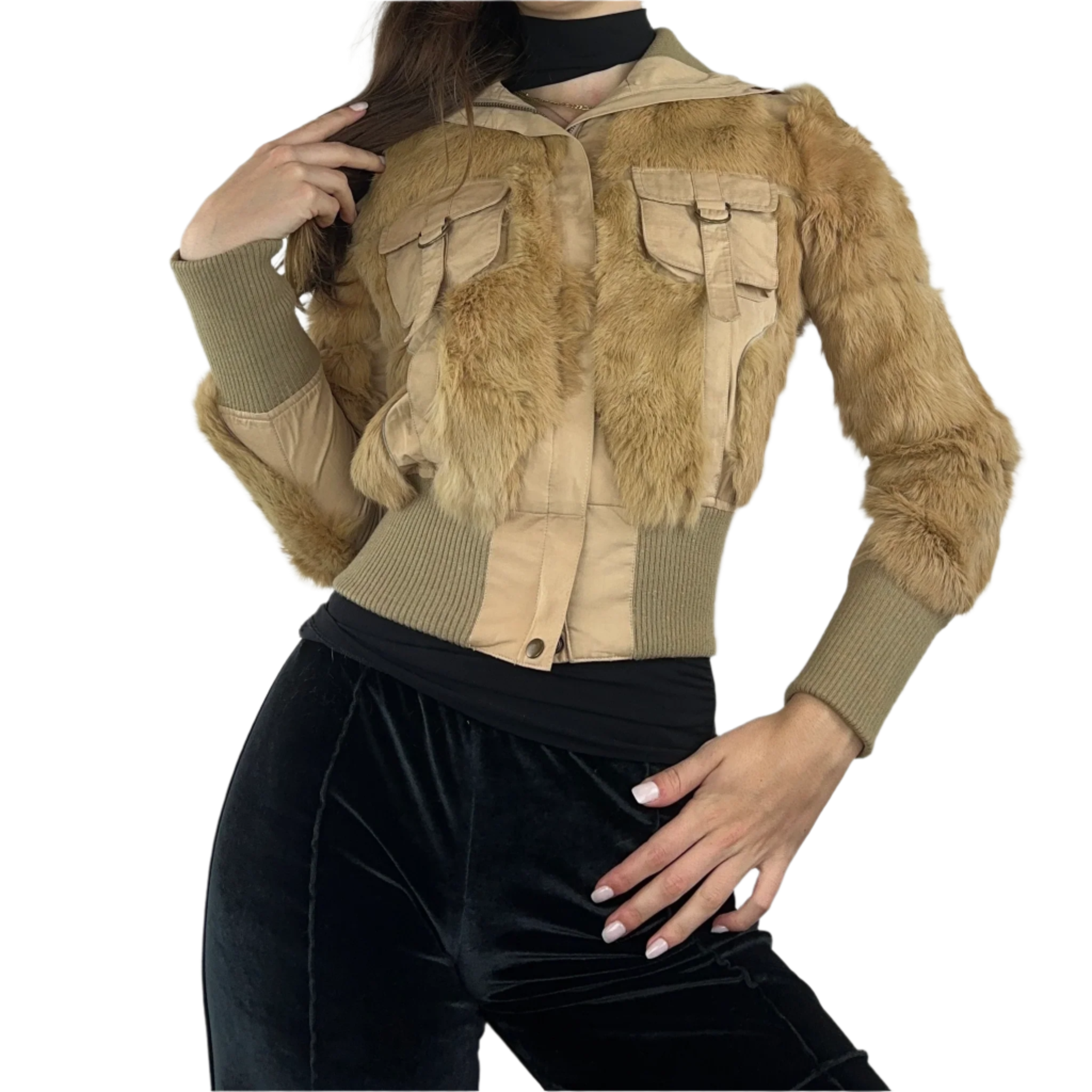 Fur Cargo Style Jacket (XS/S)